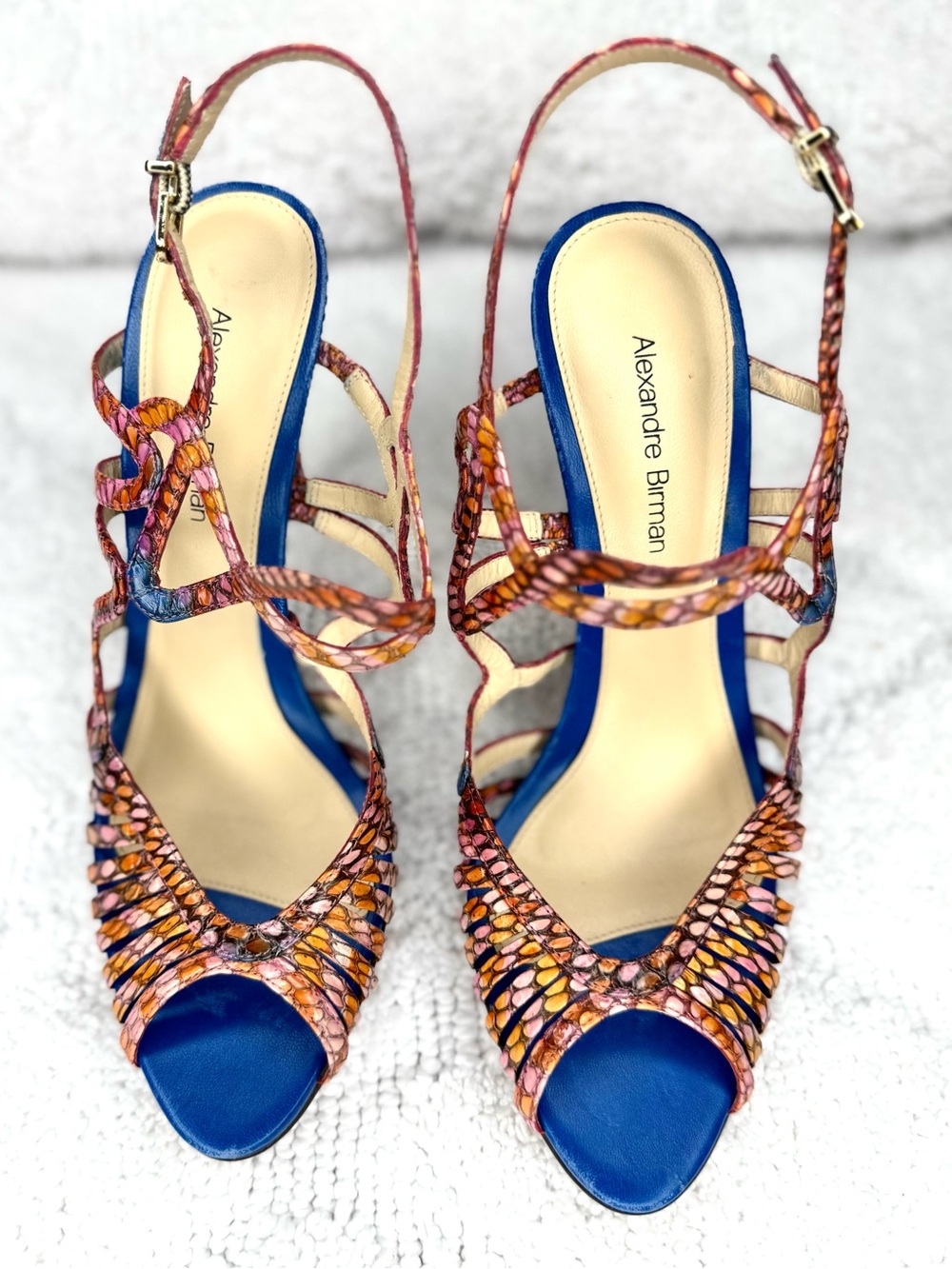 Alexandre Birman Multicolor Snake Print Strappy Stiletto Sandals 37.5